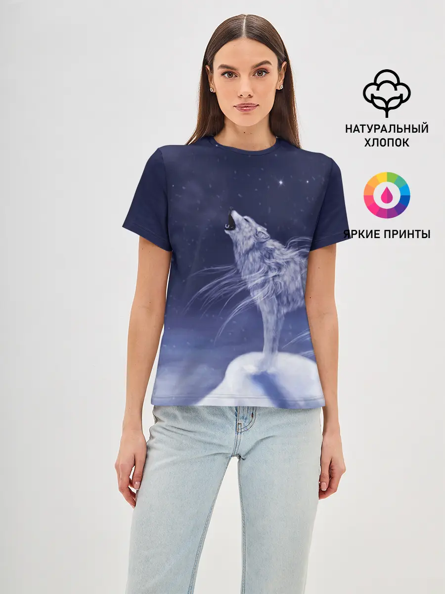 Женская базовая футболка / WOLF WHITE