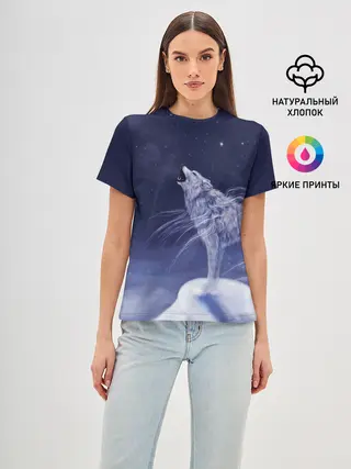 Женская базовая футболка / WOLF WHITE