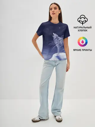 Женская базовая футболка / WOLF WHITE