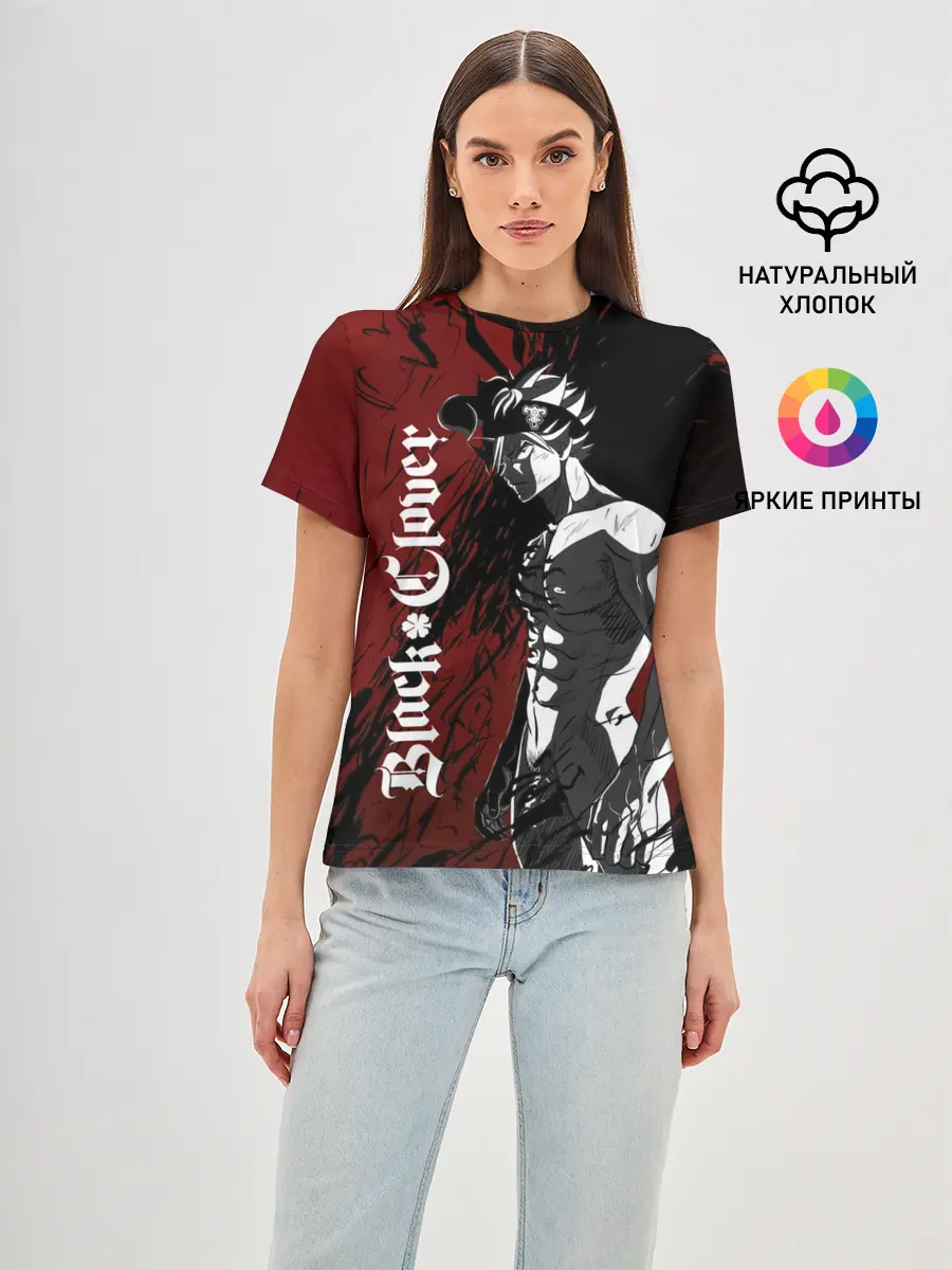 Женская базовая футболка / Мощный торс Аста Чёрный клевер