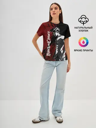 Женская базовая футболка / Мощный торс Аста Чёрный клевер