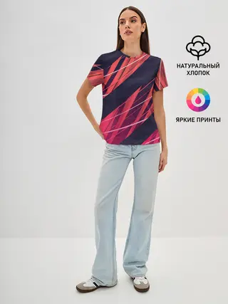 Женская базовая футболка / Абстракция ,,Холодный Огонь