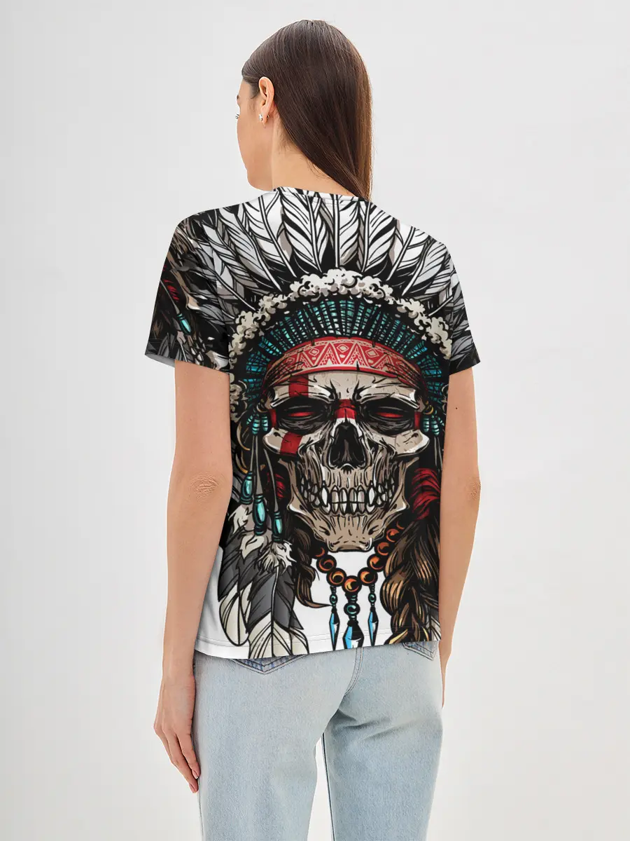 Женская базовая футболка / Череп индейца