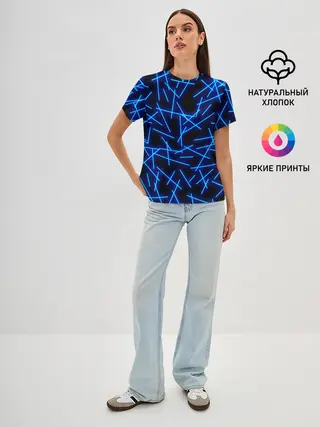 Женская базовая футболка / Неоновые линии
