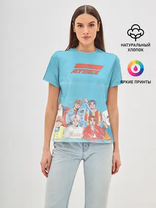Женская базовая футболка / Ateez K-pop