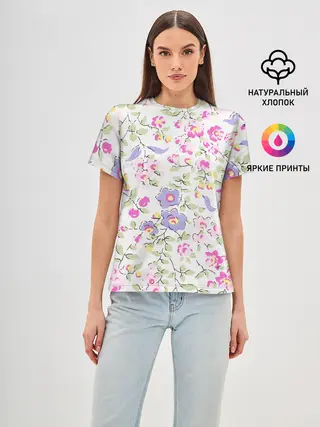 Женская базовая футболка / Яркие весенние цветы