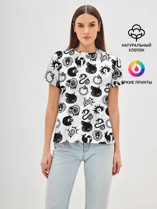 Женская базовая футболка / 7 СМЕРТНЫХ ГРЕХОВ СИМВОЛЫ