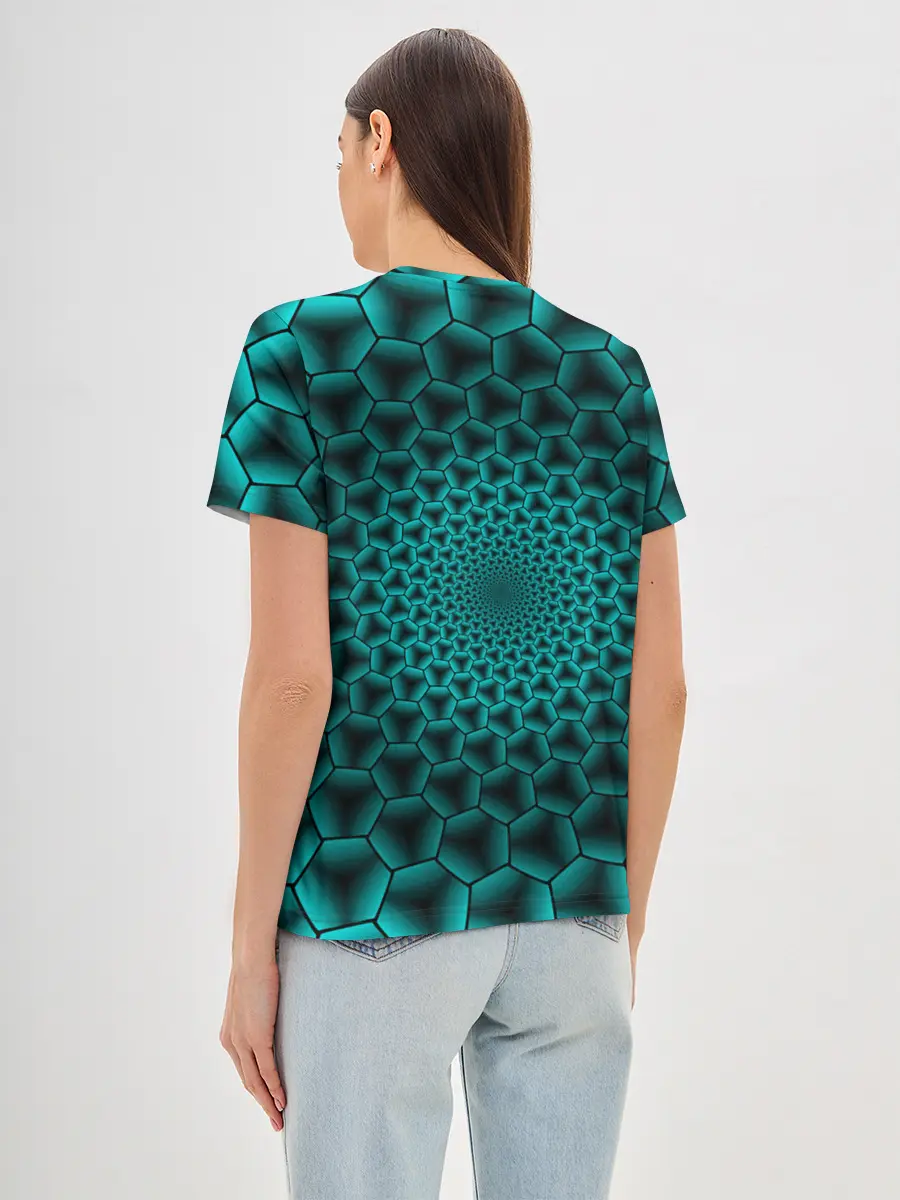 Женская базовая футболка / Anime шестиугольники