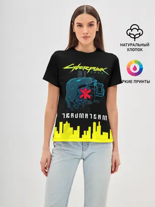Женская базовая футболка / TRAUMA TEAM Cyberpunk 2077