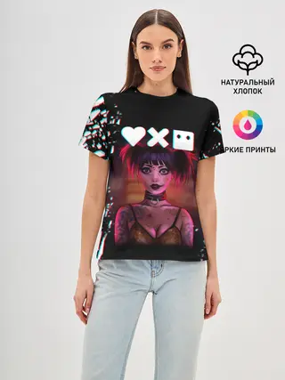 Женская базовая футболка / Love, Death and Robots | Lora Glitch