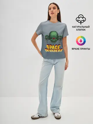 Женская базовая футболка / Space Invaders | Old game