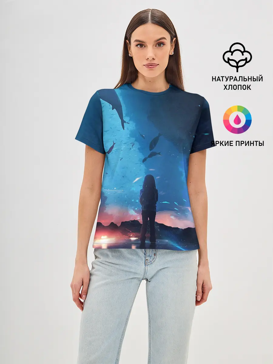 Женская базовая футболка / Подводный мир | Силуэт