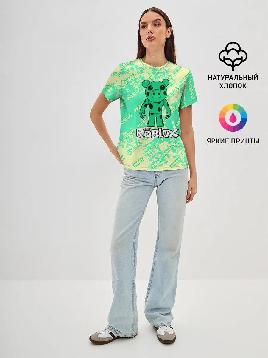 Женская базовая футболка / Свинка Пигги из Roblox