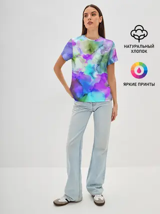 Женская базовая футболка / Акварельная краска