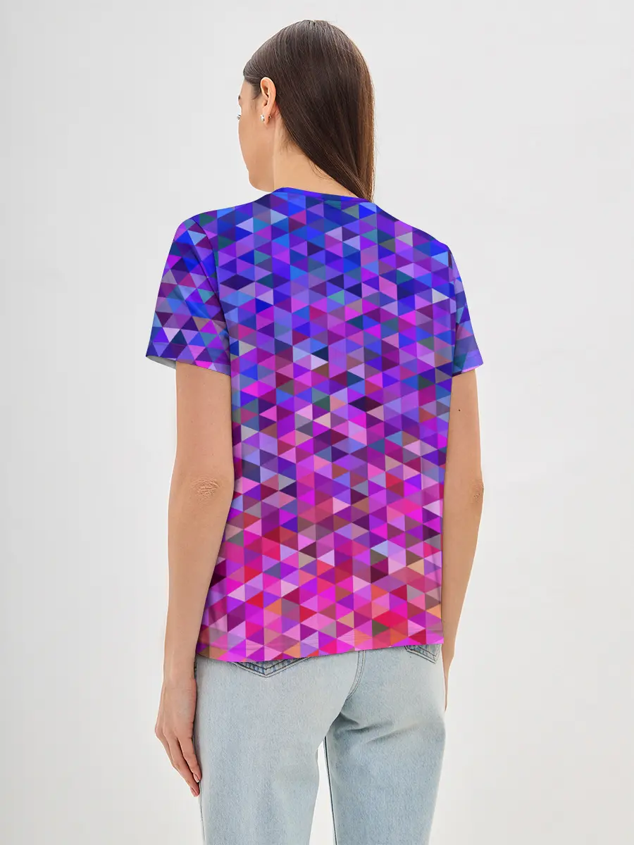 Женская базовая футболка / Треугольники мозаика пиксели