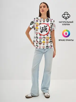 Женская базовая футболка / Клинок, рассекающий демонов ПЕРСОНАЖИ