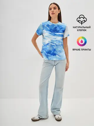 Женская базовая футболка / Вода акварель