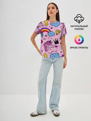 Женская базовая футболка / Единороги