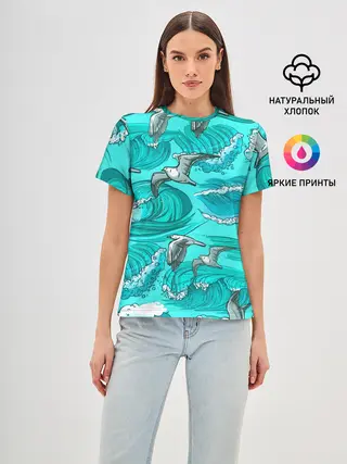 Женская базовая футболка / Чайки в море