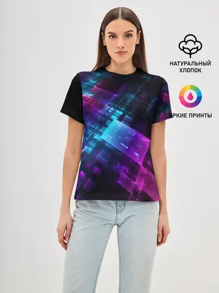 Женская базовая футболка / НЕОНОВАЯ АБСТРАКЦИЯ