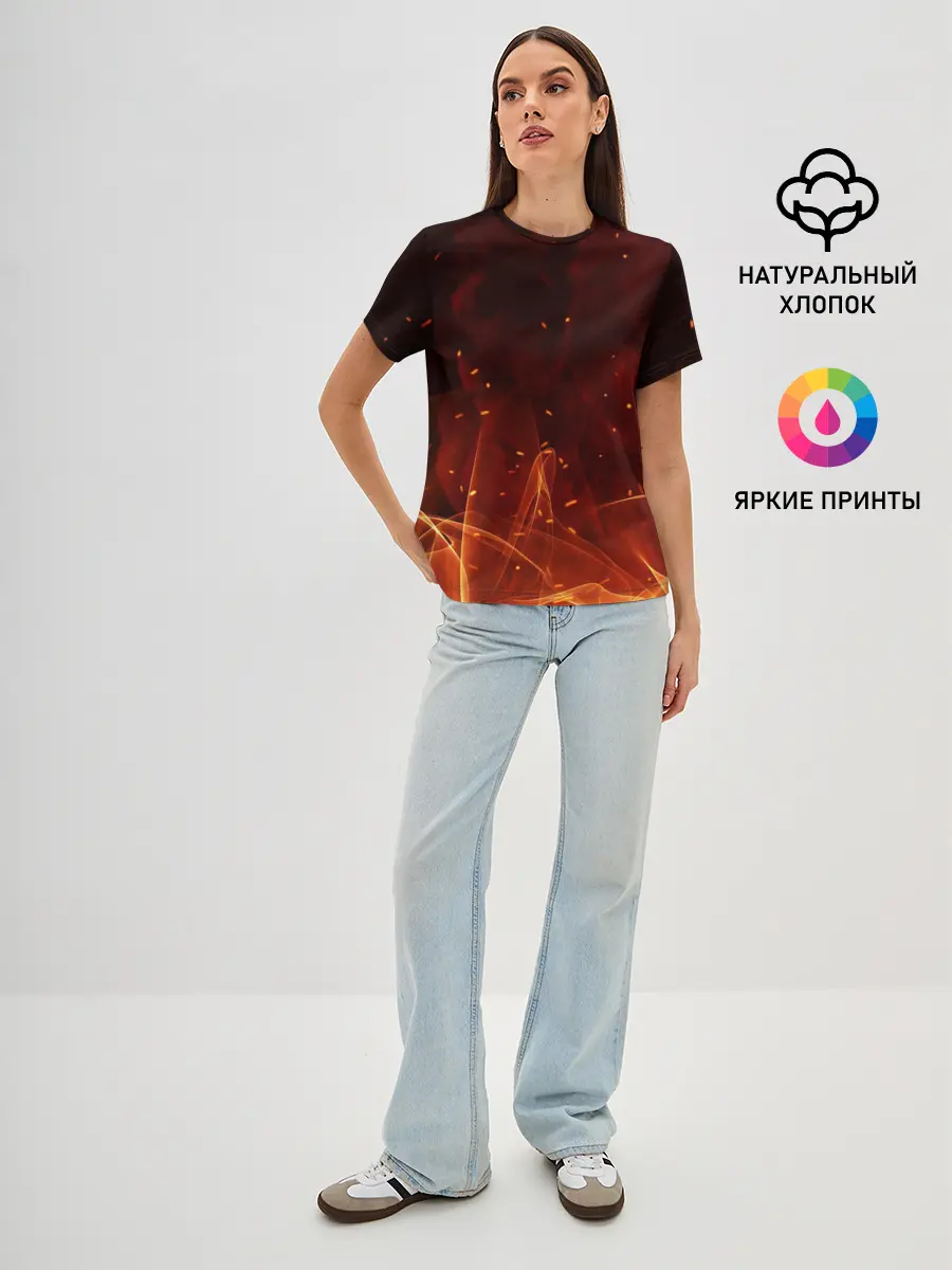 Женская базовая футболка / ПЛАМЯ 3D