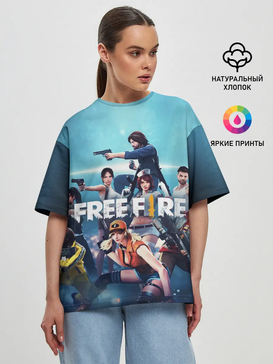 Женская футболка оверсайз / FREE FIRE