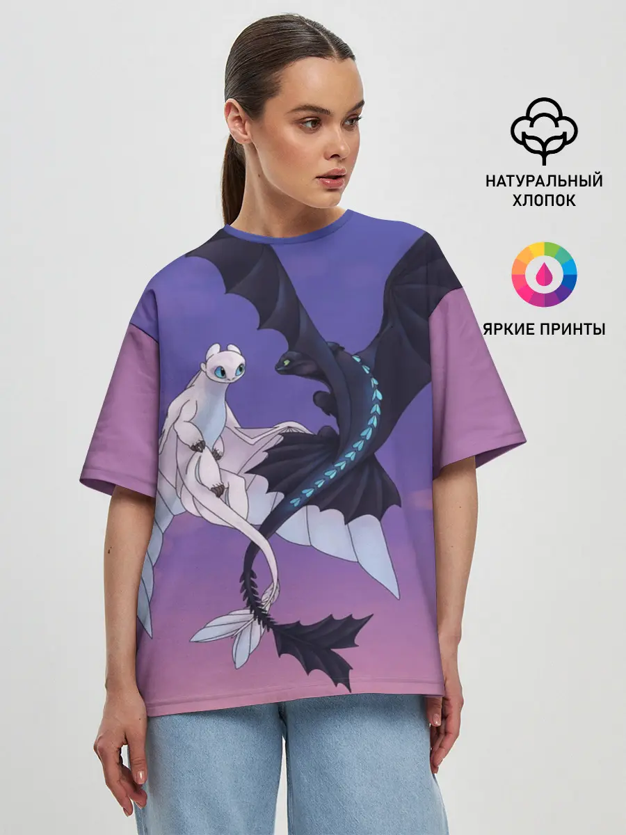 Женская футболка оверсайз / ночная фурия