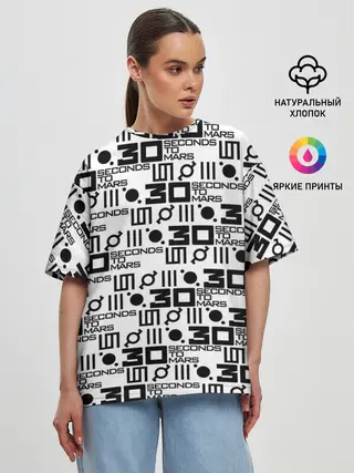 Женская футболка оверсайз / 30 SECONDS TO MARS