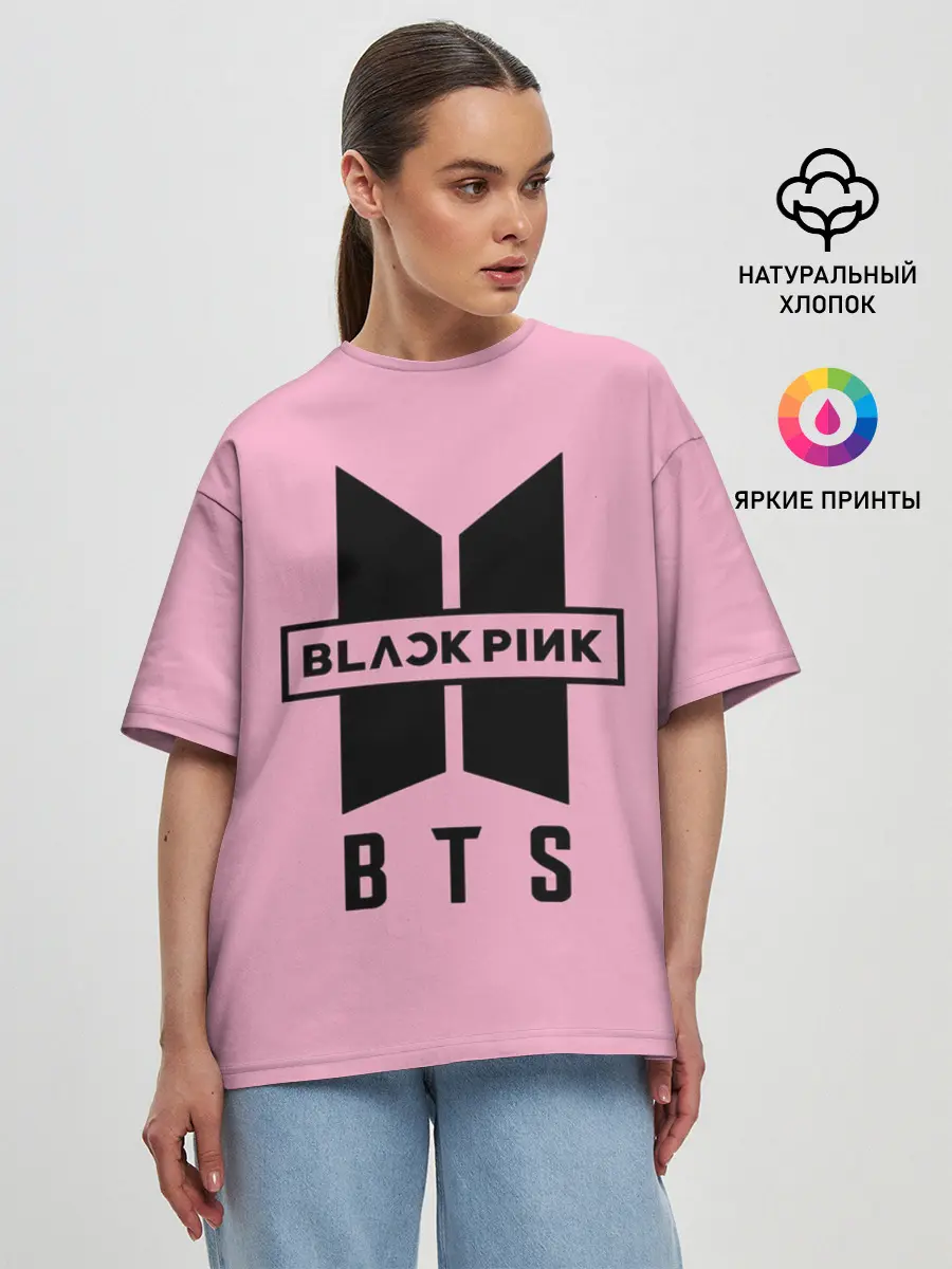 Женская футболка оверсайз / BTS and BLACKPINK