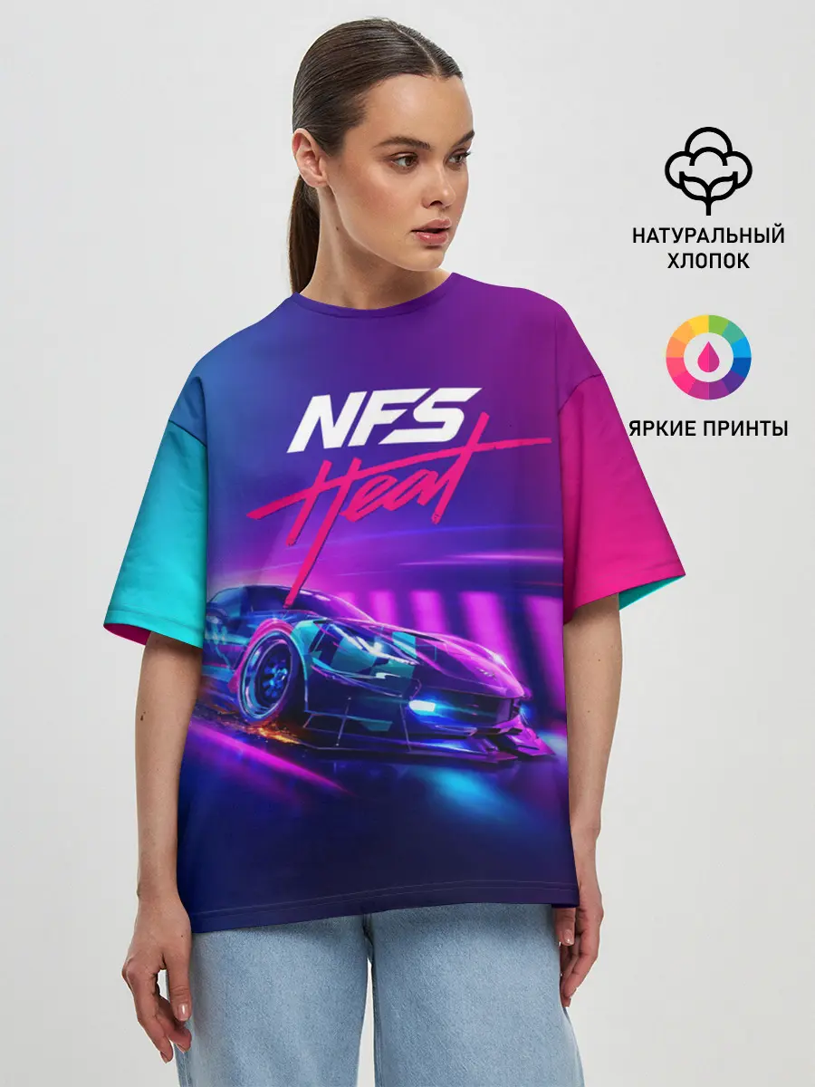 Женская футболка оверсайз / NEED FOR SPEED - HEAT