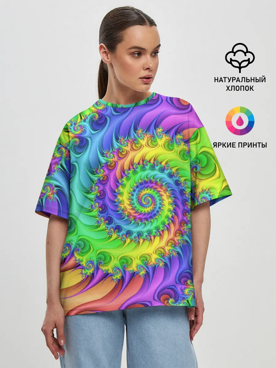 Женская футболка оверсайз / ФРАКТАЛЬНЫЙ АБСТРАКТ