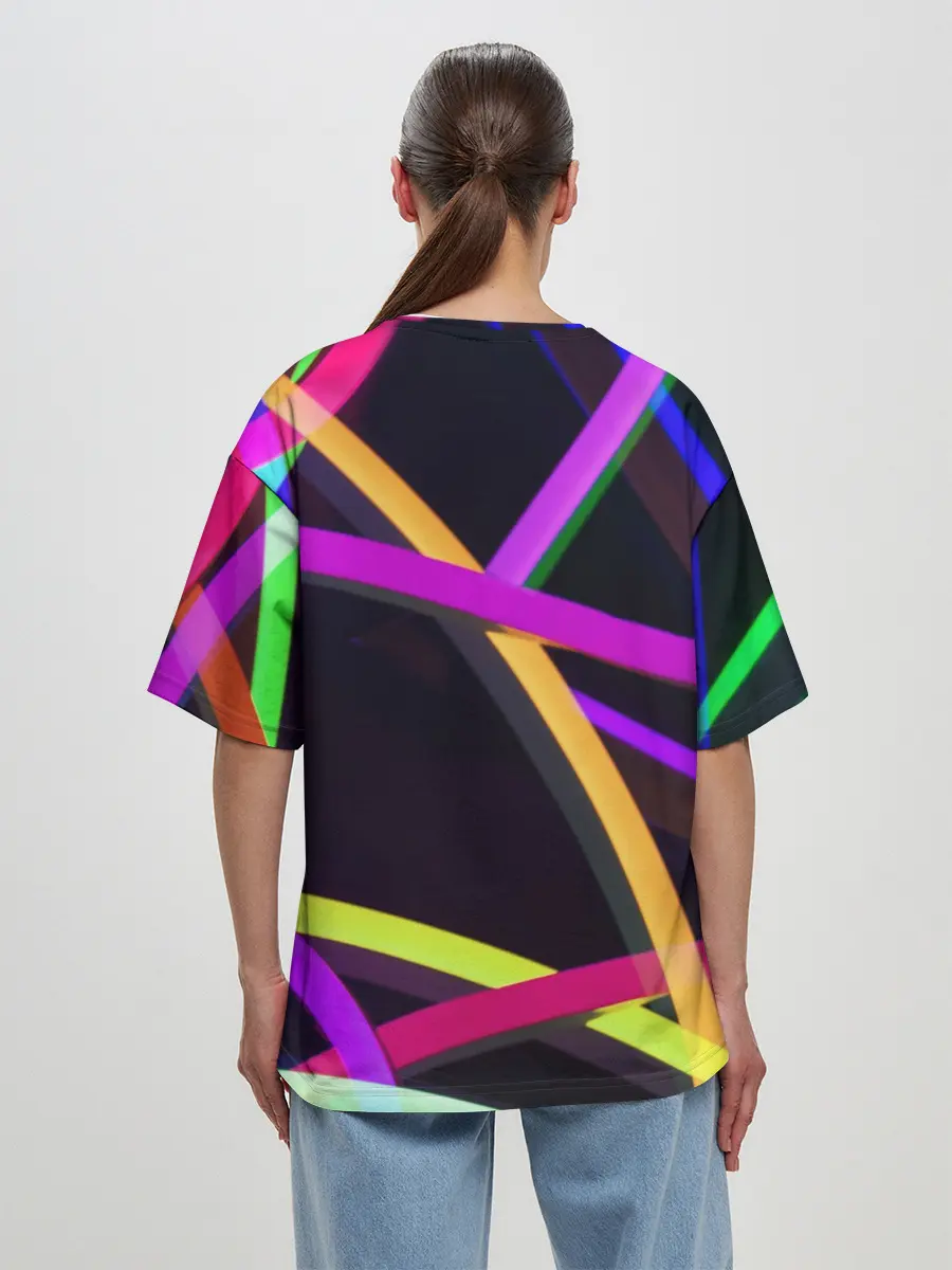 Женская футболка оверсайз / Светящиеся полосы
