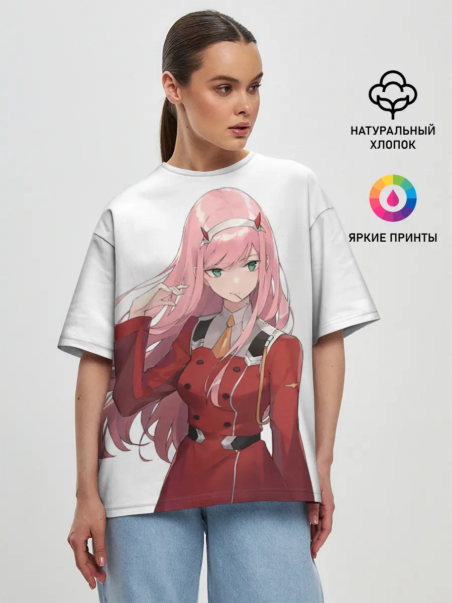 Женская футболка оверсайз / ноль два волосы