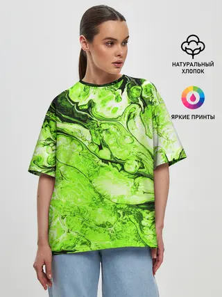 Женская футболка оверсайз / Токсичные краски