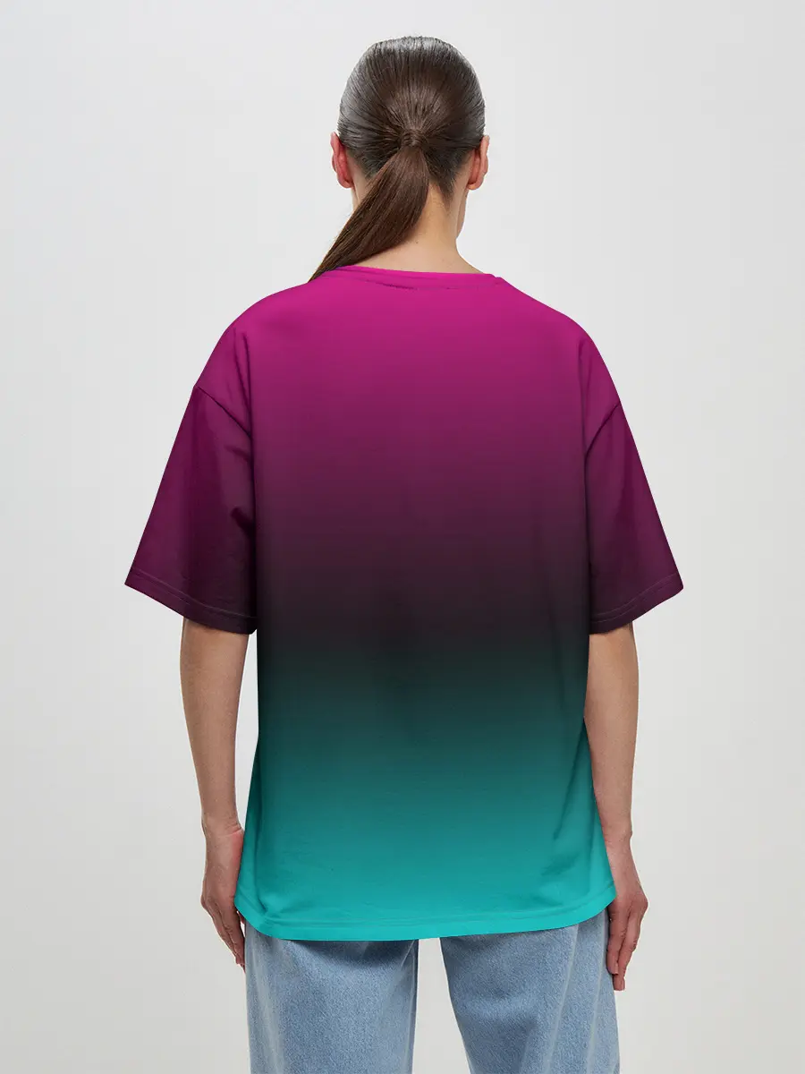 Женская футболка оверсайз / РЕТРО ЕДИНОРОГ НЕОН