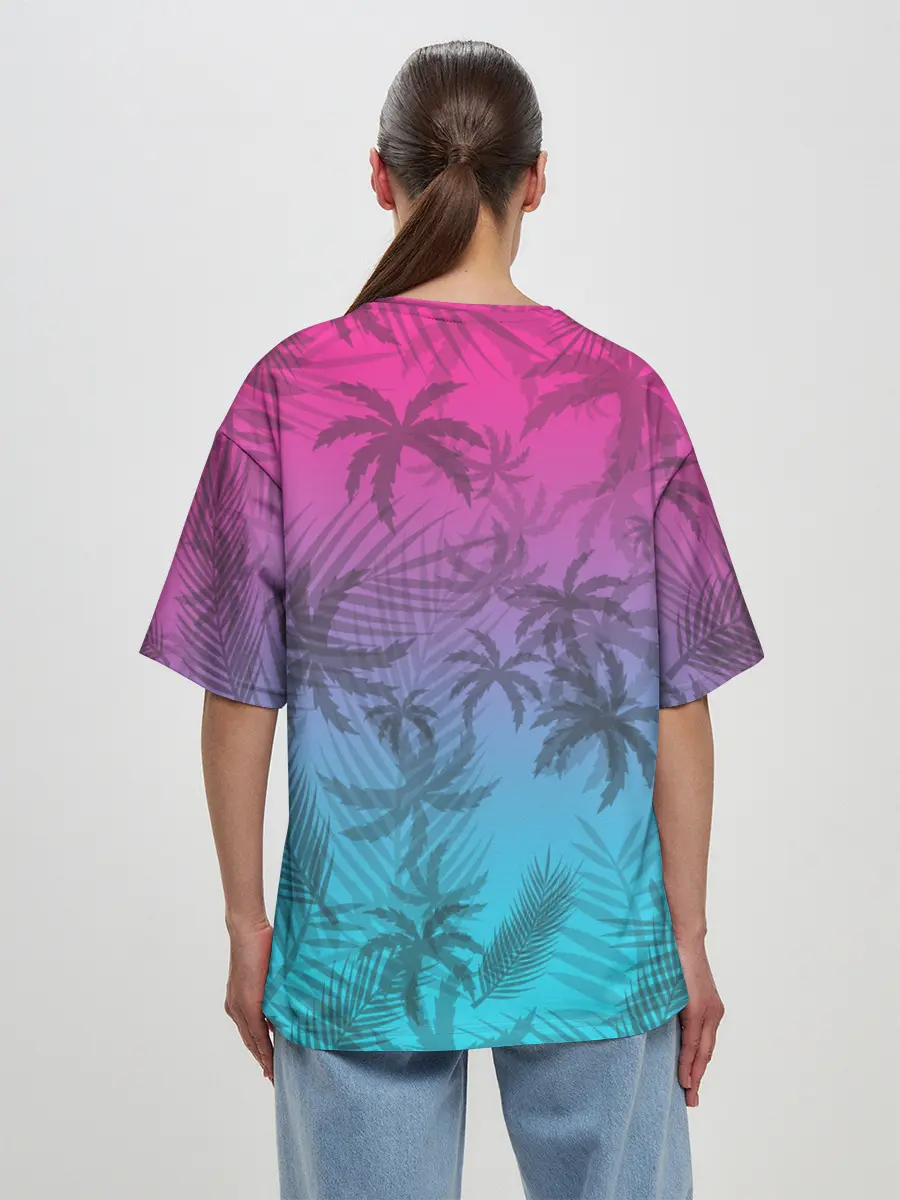 Женская футболка оверсайз / РЕТРО ПАЛЬМЫ