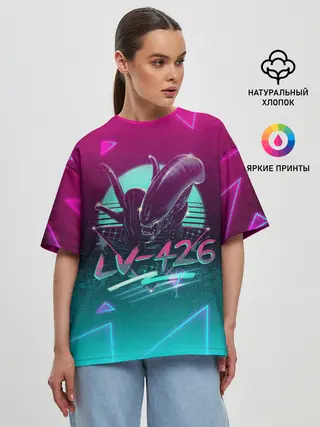 Женская футболка оверсайз / НЕОНОВЫЙ ЧУЖОЙ