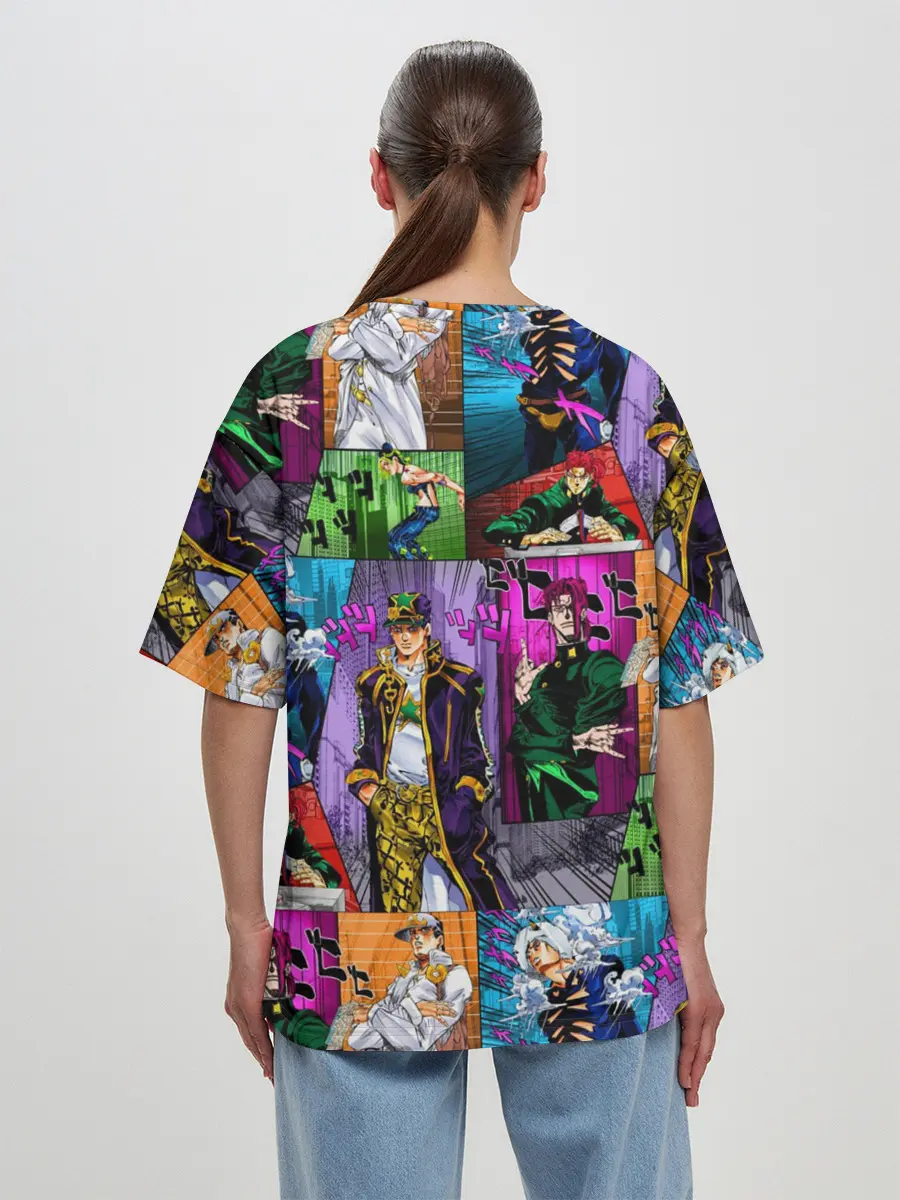 Женская футболка оверсайз / Паттерн джоджо кира спидвагон