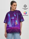Женская футболка оверсайз / НЕОНОВЫЙ ГОРОД
