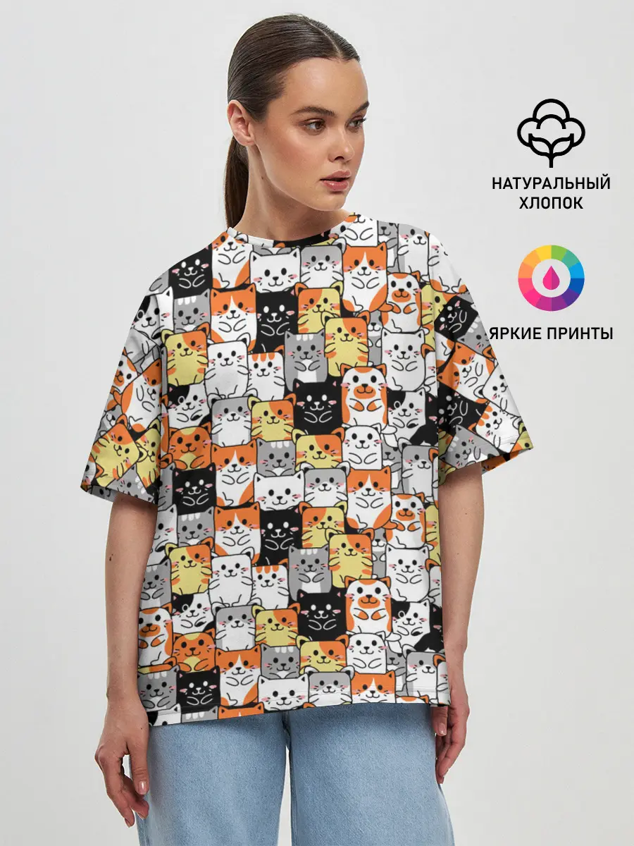 Женская футболка оверсайз / Котики