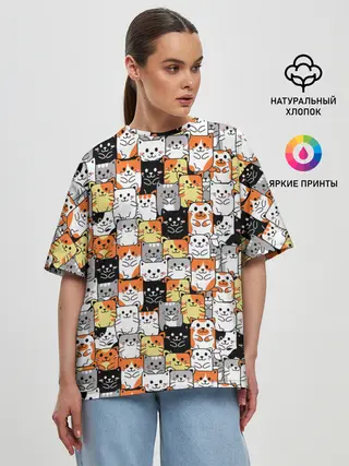 Женская футболка оверсайз / Котики
