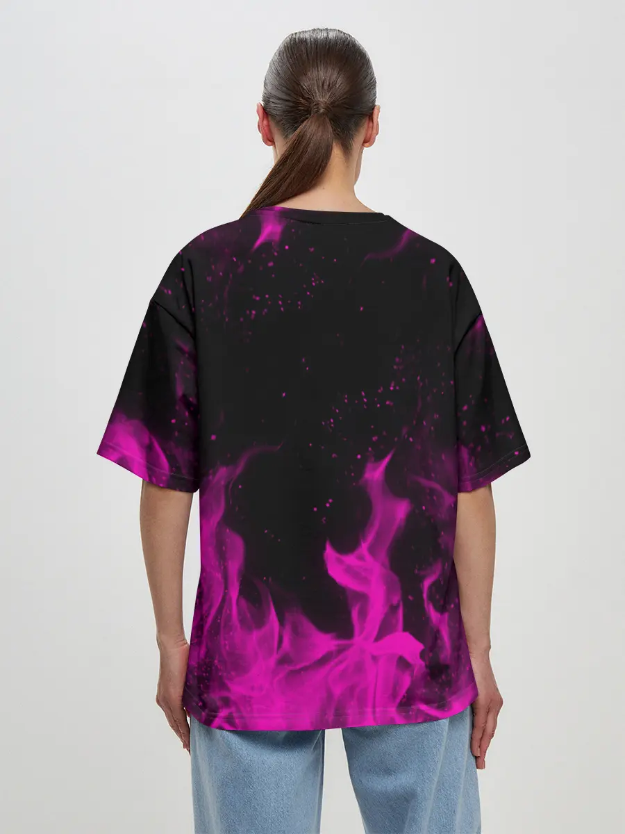 Женская футболка оверсайз / KILLER QUEEN розовое пламя