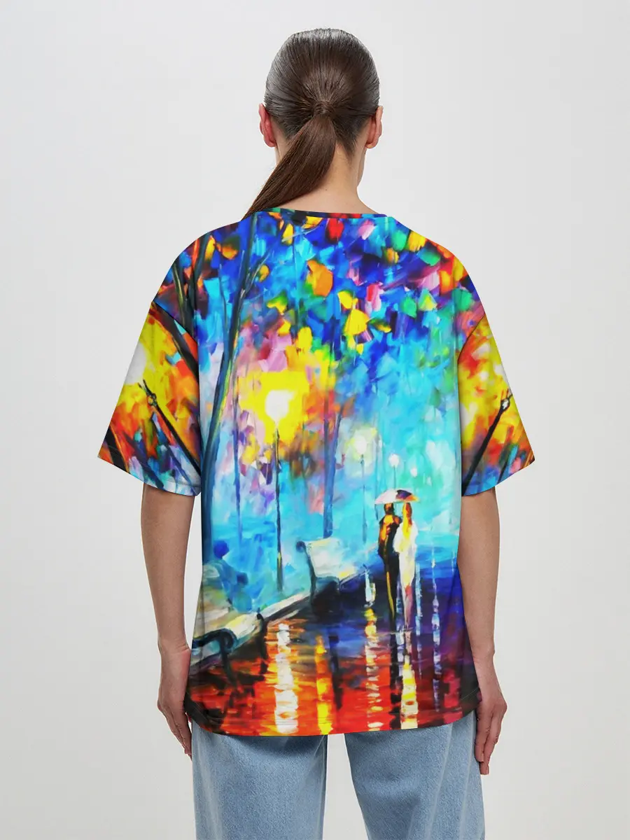 Женская футболка оверсайз / ВЕЧЕРНЯЯ ПРОГУЛКА