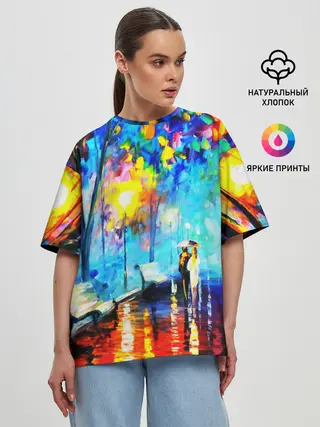 Женская футболка оверсайз / ВЕЧЕРНЯЯ ПРОГУЛКА