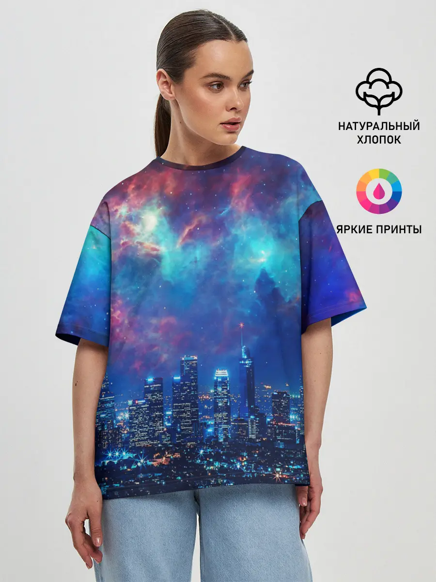 Женская футболка оверсайз / НОЧЬ В ГОРОДЕ