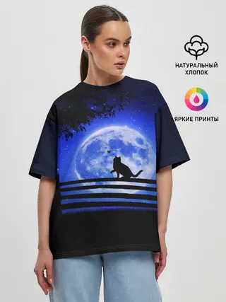 Женская футболка оверсайз / КОТИК