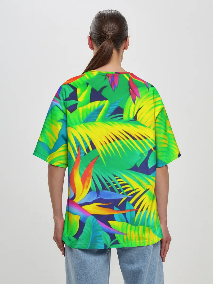 Женская футболка оверсайз / ТРОПИКИ