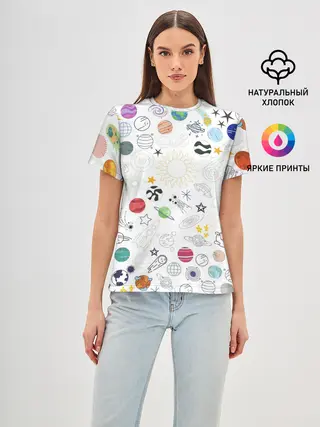 Женская базовая футболка / космос