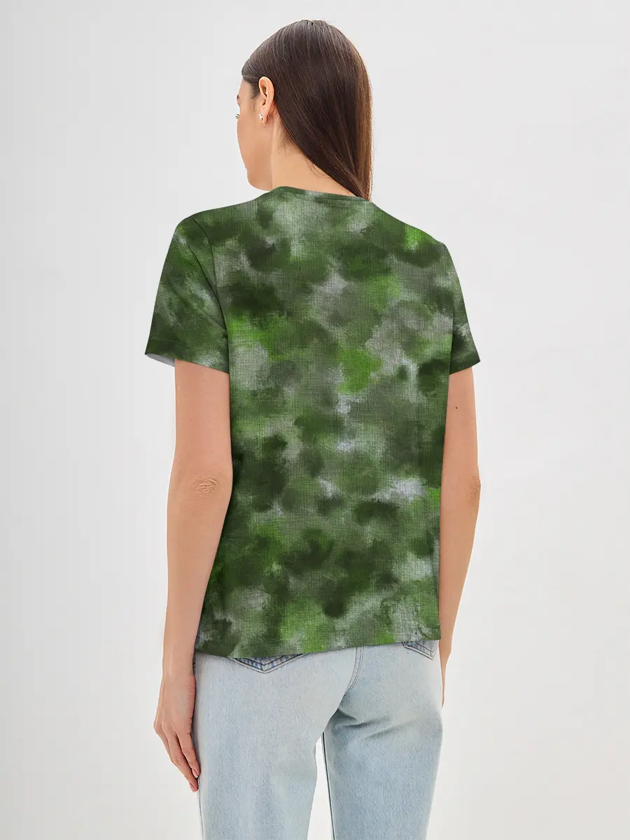 Женская базовая футболка / Canvas Green Camo