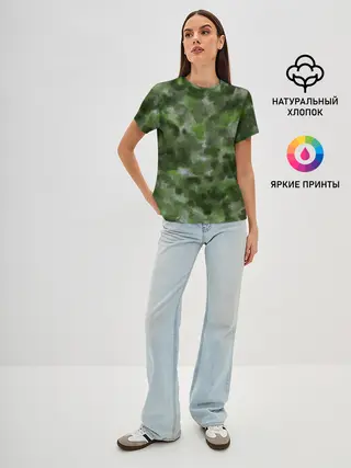 Женская базовая футболка / Canvas Green Camo